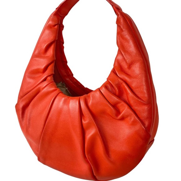 STAUD Ruched Moon Shoulder Bag in Soft Lamb Leather - Picture 1 of 16